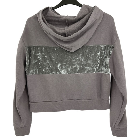 Pink Victorias Secret Hoodie Sweatshirt Purple Burnt Velvet Lace Up Sleeve SZ M - Picture 1 of 10